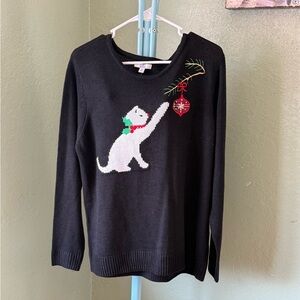 Croft & Barrow Black Sweater with Holiday Dog Design